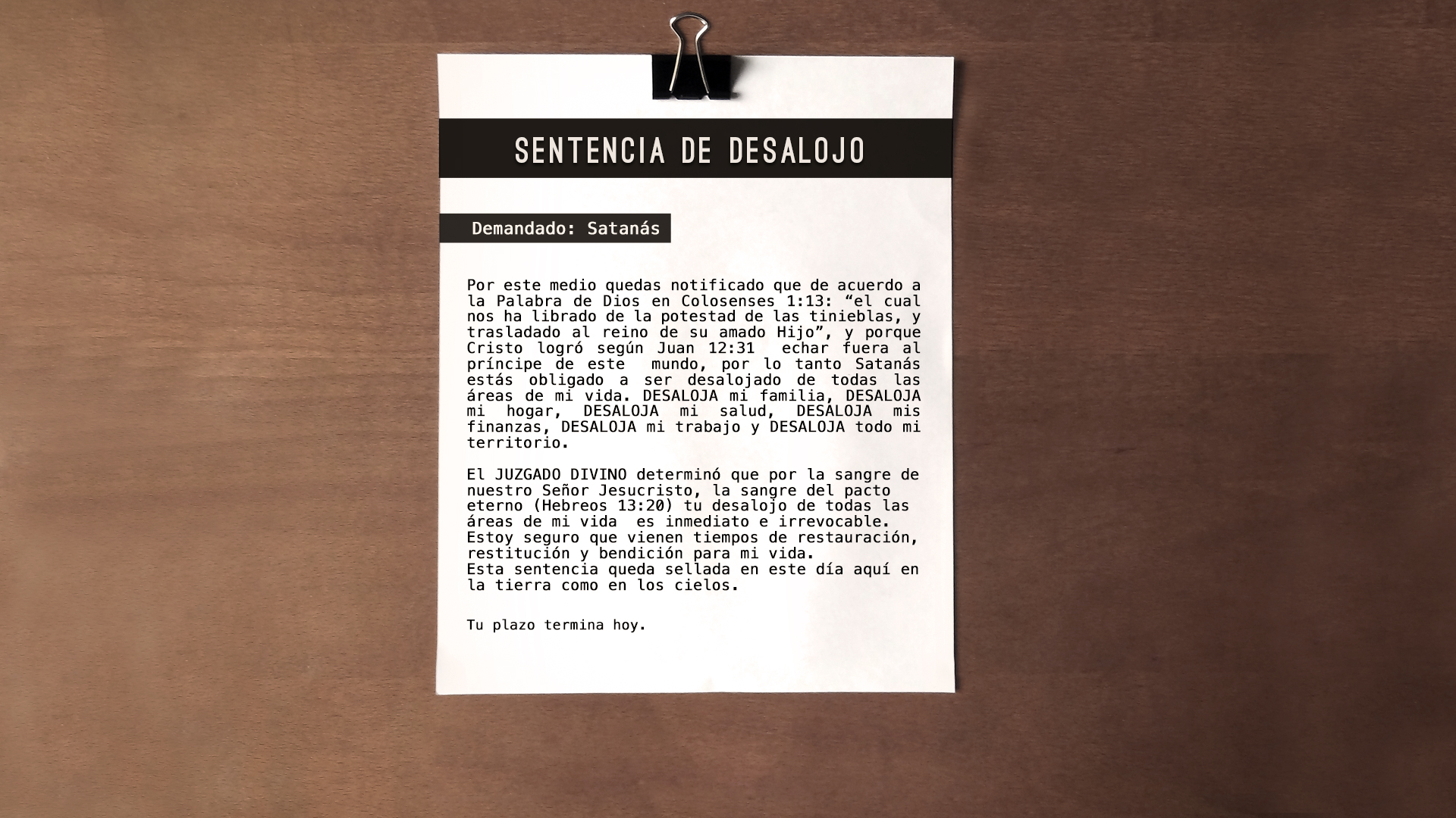 Sentencia de Desalojo – Maratónica Enlace Sentencia de Desalojo – Maratónica Enlace